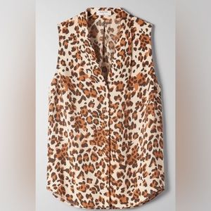 NWOT Sleeveless, collarless Babaton Medium leopard spotted blouse